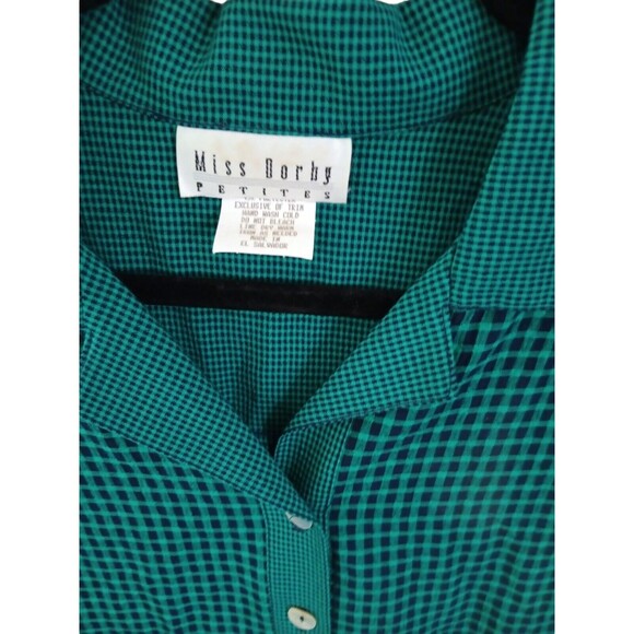 Miss Dorby Vintage Vest Top Dress Gingham Adorable Green Size 10p - Picture 3 of 11